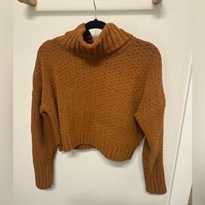 Pink Rose Women's Cowl Neck Sweater - Rust